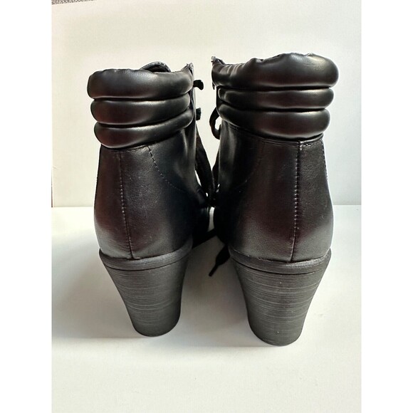 Bongo Willow woman size 10 M black lace up wedge booties casual ankle boots. - Picture 6 of 11